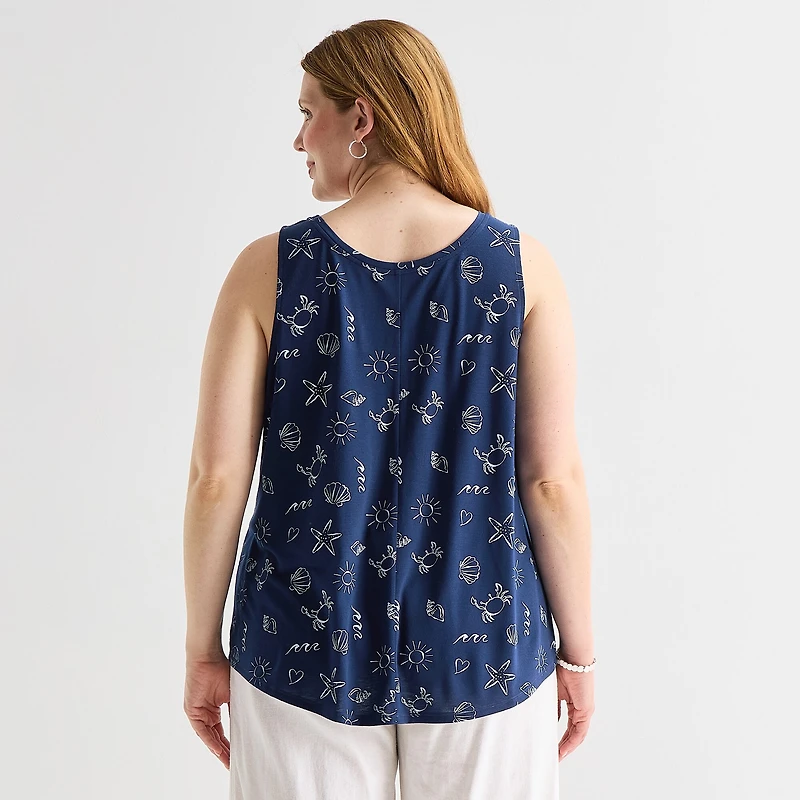 St. John's Bay Womens Plus Round Neck Sleeveless Tank Top