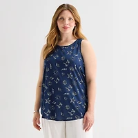 St. John's Bay Womens Plus Round Neck Sleeveless Tank Top