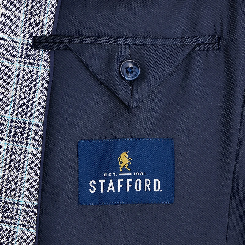 Stafford Mens Plaid Classic Fit Sport Coat