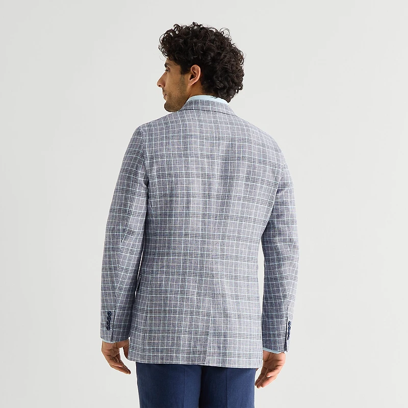Stafford Mens Plaid Classic Fit Sport Coat