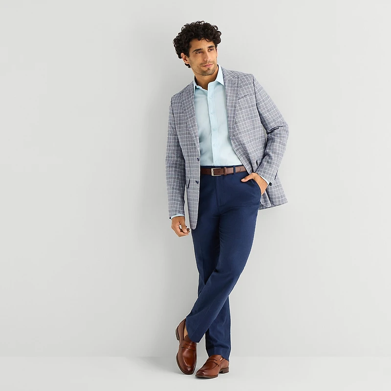 Stafford Mens Plaid Classic Fit Sport Coat