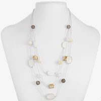 Liz Claiborne Womens White Mother Of Pearl Inch Strand Necklace