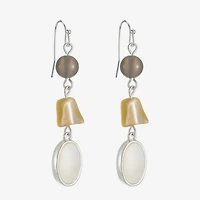 Liz Claiborne Womens White Mother Of Pearl Drop Earrings