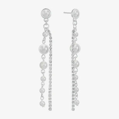 Monet Jewelry Timeless Womens Glass Simulated Pearl Round Hypoallergenic Drop Earrings