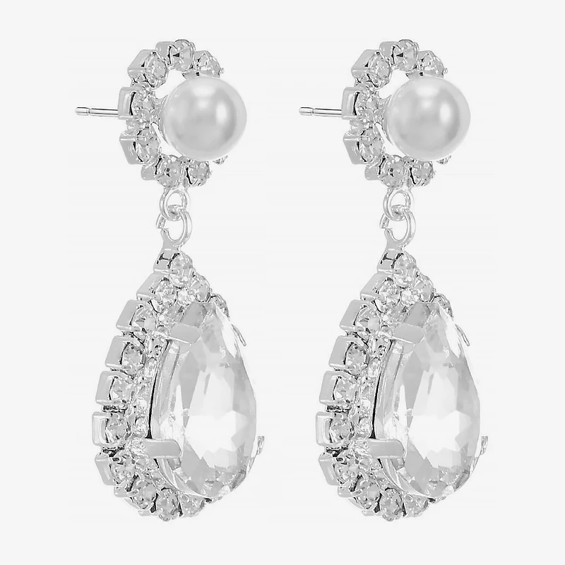 Monet Jewelry Timeless Womens Glass Simulated Pearl Hypoallergenic Drop Earrings