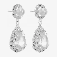 Monet Jewelry Timeless Womens Glass Simulated Pearl Hypoallergenic Drop Earrings