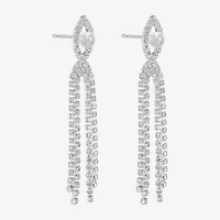 Monet Jewelry Timeless Womens Glass Simulated Pearl Hypoallergenic Drop Earrings