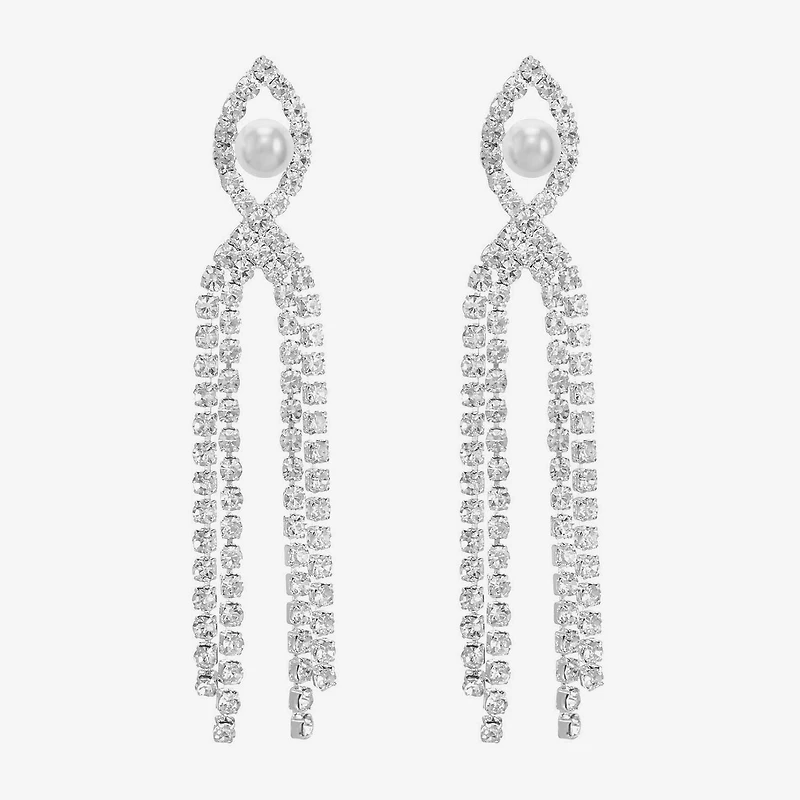 Monet Jewelry Timeless Womens Glass Simulated Pearl Hypoallergenic Drop Earrings