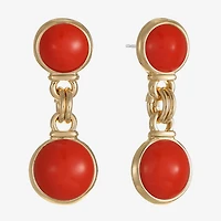 Monet Jewelry Womens Green Round Hypoallergenic Drop Earrings