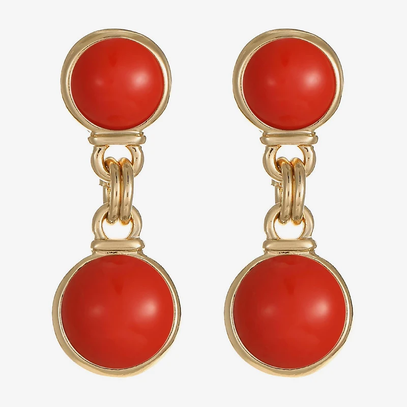Monet Jewelry Womens Green Round Hypoallergenic Drop Earrings