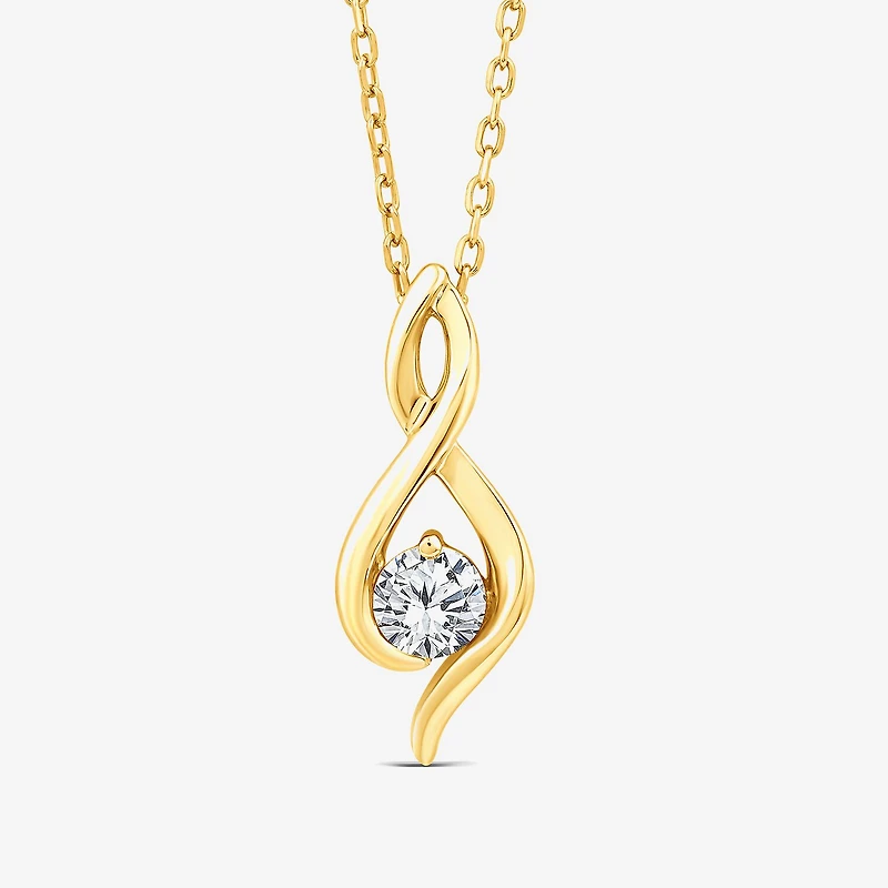 F/Si2) Womens 1/ CT. T.W. Lab Grown White Diamond 14K Gold Over Silver 18 Inch Pendant Necklace
