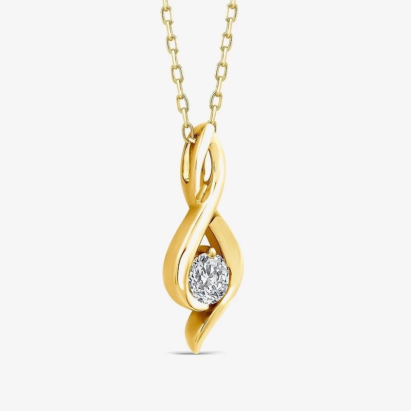 F/Si2) Womens 1/ CT. T.W. Lab Grown White Diamond 14K Gold Over Silver 18 Inch Pendant Necklace