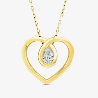 (F/Si1) Womens 1/4 CT. T.W. Lab Grown White Diamond 14K Gold Over Silver Heart 18 Inch Pendant Necklace