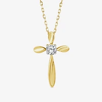 Cross (F/Si2) Womens 1/4 CT. T.W. Lab Grown White Diamond 14K Gold Over Silver Cross 18 Inch Pendant Necklace