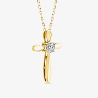Cross (F/Si2) Womens 1/4 CT. T.W. Lab Grown White Diamond 14K Gold Over Silver Cross 18 Inch Pendant Necklace
