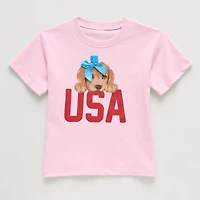 Okie Dokie Toddler & Little Girls Round Neck Short Sleeve Regular Fit Graphic T-Shirt