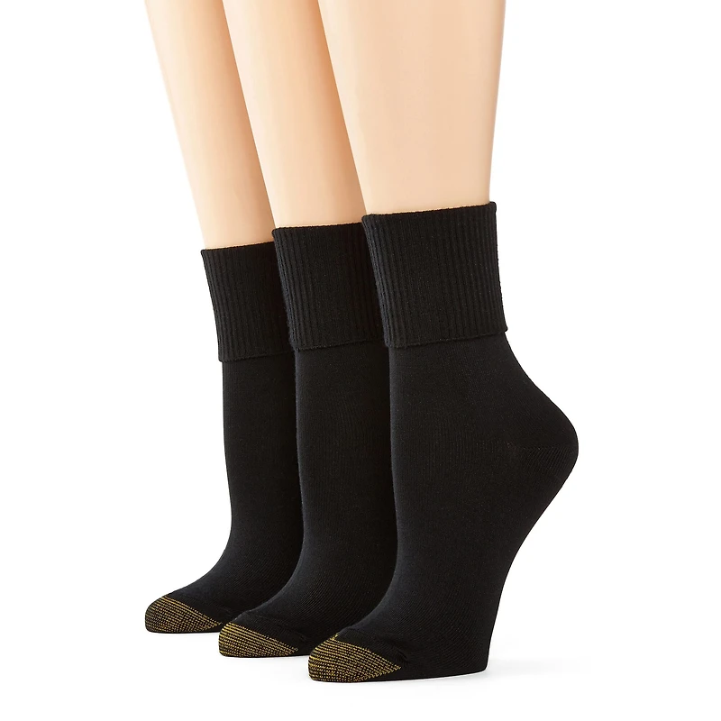 Gold Toe Ultra Soft Womens Multi-Pack 3 Pair Turncuff Socks
