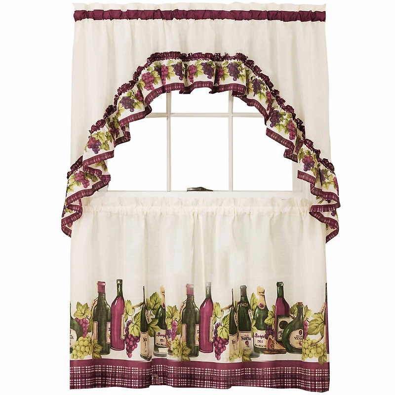 Chardonnay Printed 3-pc. Rod Pocket Kitchen Curtains & Drapes Window Set