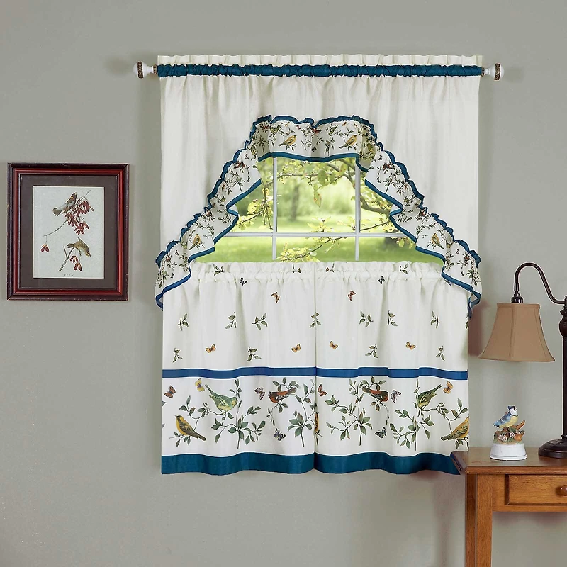 Lovebirds 3-pc. Rod Pocket Kitchen Curtains & Drapes Window Set
