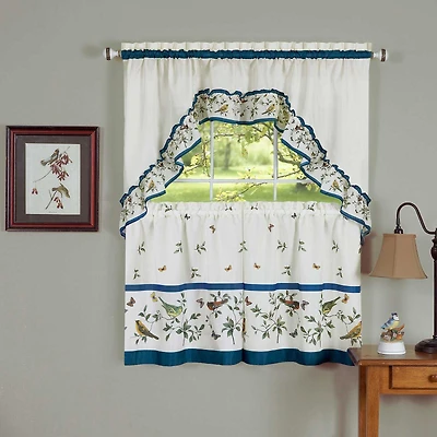 Lovebirds 3-pc. Rod Pocket Kitchen Curtains & Drapes Window Set