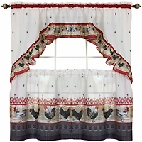 Roosters 3-pc. Rod Pocket Kitchen Curtains & Drapes Window Set