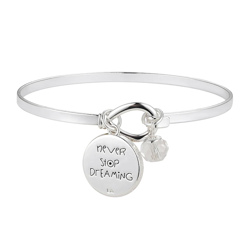 Disney Classics Womens Crystal Cable Stainless Steel Mickey Mouse Bangle Bracelet