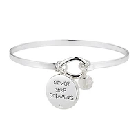 Disney Classics Womens Crystal Cable Stainless Steel Mickey Mouse Bangle Bracelet