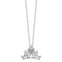 Disney Classics Womens Crystal Pure Silver Over Brass Crown 18 Inch Pendant Necklace