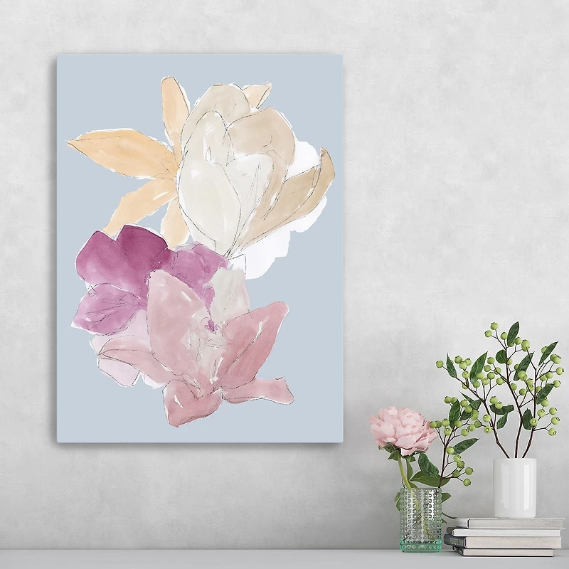 Lumaprints Blue Floral Block Ii Modern Canvas Art