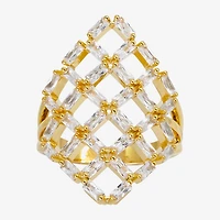 Sparkle Allure Womens Cubic Zirconia 14K Gold Over Brass Cocktail Ring