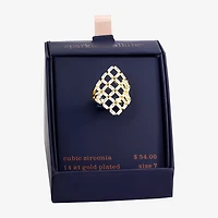 Sparkle Allure Womens Cubic Zirconia 14K Gold Over Brass Cocktail Ring