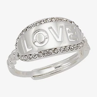 Sparkle Allure Love Womens 3MM Crystal Pure Silver Over Brass Oval Band