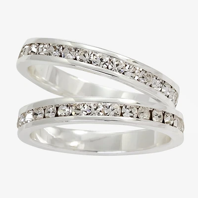Sparkle Allure Womens Crystal Pure Silver Over Brass Anniversary Ring Set