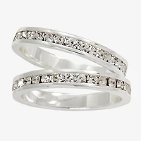 Sparkle Allure Womens Crystal Pure Silver Over Brass Anniversary Ring Set