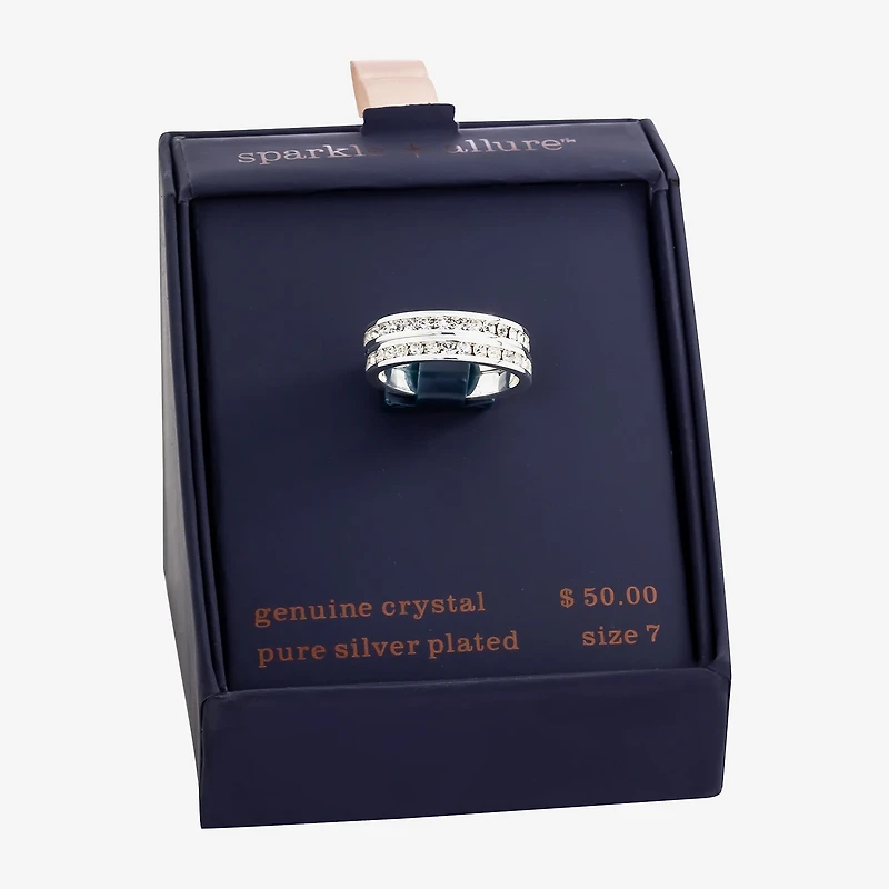 Sparkle Allure Womens Crystal Pure Silver Over Brass Anniversary Ring Set