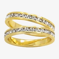 Sparkle Allure Womens Crystal 14K Gold Over Brass Anniversary Ring Set
