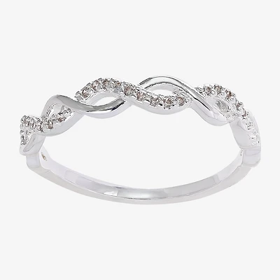 Sparkle Allure Womens 3.5MM Cubic Zirconia Pure Silver Over Brass Band