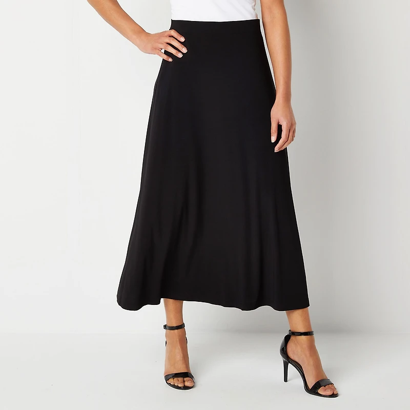 Black Label by Evan-Picone Knit Womens Mid Rise Maxi Skirt