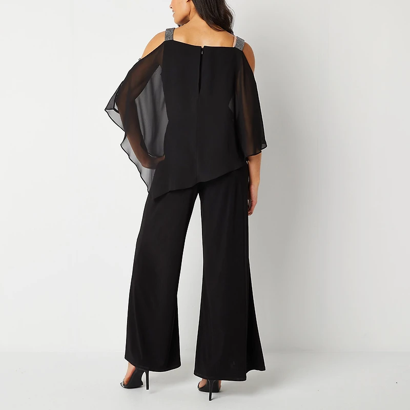 MSK Womens Straight Neck Short Sleeve Jumpsuit