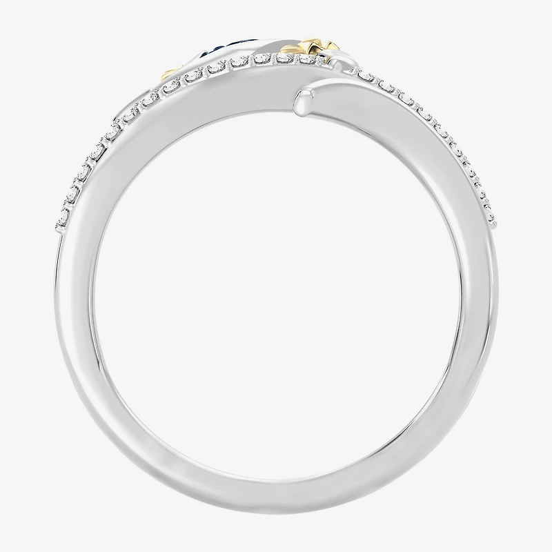 Enchanted Disney Fine Jewelry Womens 1/10 CT. T.W. Genuine Blue Sapphire 14K Gold Over Silver Moana Cocktail Ring