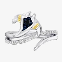 Enchanted Disney Fine Jewelry Womens 1/10 CT. T.W. Genuine Blue Sapphire 14K Gold Over Silver Moana Cocktail Ring