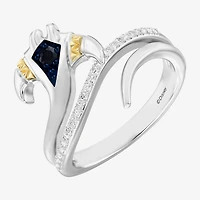 Enchanted Disney Fine Jewelry Womens 1/10 CT. T.W. Genuine Blue Sapphire 14K Gold Over Silver Moana Cocktail Ring