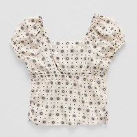 Thereabouts Little & Big Kid Girls Square Neck Short Sleeve Blouse
