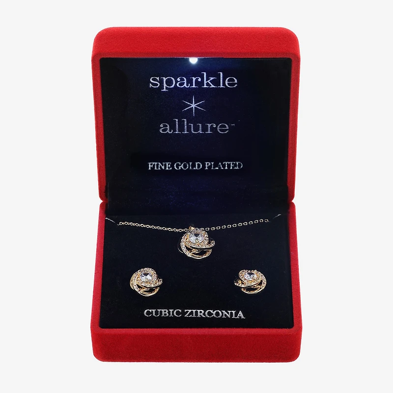 Sparkle Allure Light Up Box Love Womens Cubic Zirconia 14K Gold Over Brass Knot 2-pc. Jewelry Set