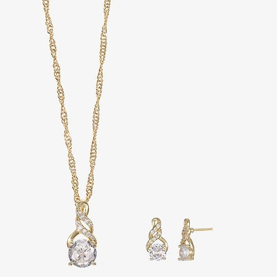 Sparkle Allure Light Up Box Womens Cubic Zirconia 14K Gold Over Brass Infinity 2-pc. Jewelry Set