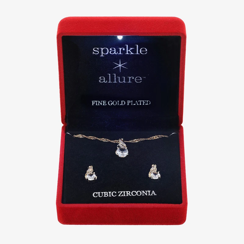 Sparkle Allure Light Up Box Womens Cubic Zirconia 14K Gold Over Brass Infinity 2-pc. Jewelry Set