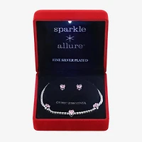 Sparkle Allure Light Up Box Womens Cubic Zirconia Pure Silver Over Brass Heart 2-pc. Jewelry Set
