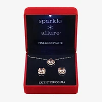 Sparkle Allure Light Up Box Womens Champagne Cubic Zirconia 14K Gold Over Brass Square 2-pc. Jewelry Set