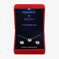 Sparkle Allure Light Up Box Halo Womens Yellow Cubic Zirconia Pure Silver Over Brass Round 2-pc. Jewelry Set