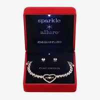 Sparkle Allure Light Up Box Mom Womens Cubic Zirconia 14K Gold Over Brass Heart 2-pc. Jewelry Set
